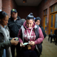 An electoral official checks the identity document of a voter in Cape Town in 2019.